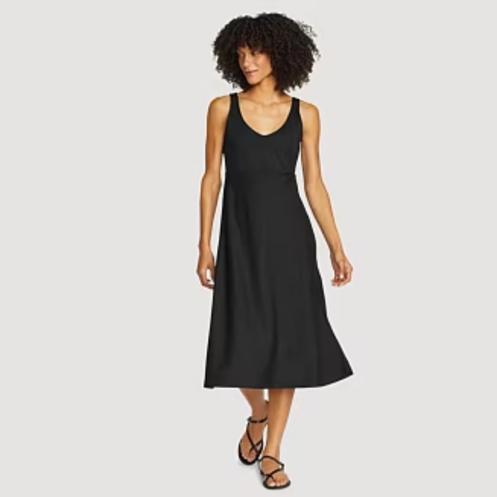 Eddie Bauer Aster Size 3X Black Empire Waist Casual Sleeveless Midi Dress